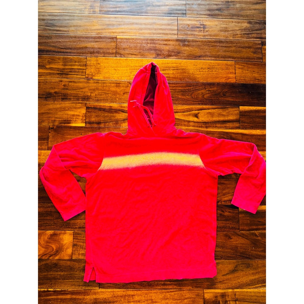 Nautica Hoodie Mens Medium Red Excellent Vintage Fade Long Sleeve Pullover